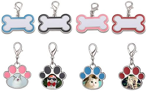 40 etiquetas de perro en blanco por sublimación en forma de hueso, etiquetas de identificación para perros, etiquetas de identificación con forma de hueso, etiquetas de collar de perro con perros y