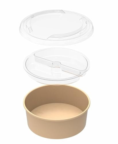 Générique 100 Pots à Salade en Carton Kraft Brun 780 ml avec Couvercles Hermétiques et Inserts 2 Compartiments – Saladiers Ronds Idéals pour Repas à Emporter, Traiteurs et Restaurateurs