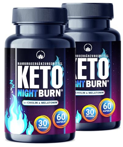 NEU: Saint Nutrition® KETO NIGHT BURN 2er Variante mit Melatonin 0,5 mg und Cholin für die Nacht – Stoffwechsel Rezeptur extrem, schnell & endlich - verbesserte Formel für Frauen + Männer