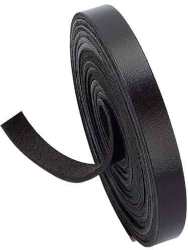 WADORN 2.5 m 10mm Cordon Plat en Cuir Véritable pour L'Artisanat, Cordon Tressé en Cuir Véritable de Vachette Bandes de Cuir à Grain Plat pour la Fabrication de Bijoux, Brun Coco