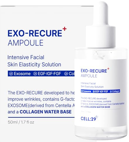 CELL29 Exo-Recure - Ampolla Exosoma 10000 pm, colágeno, agua, absorción rápida, hidratación profunda, antienvejecimiento, piel de cristal, minimizador para poros, barrera cutánea, cuidado