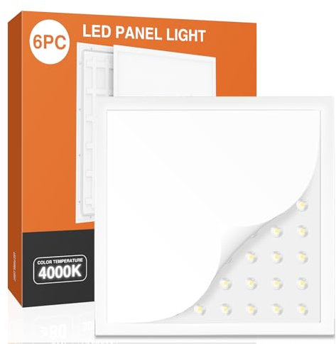 KOSOOM Panel LED 60 x 60 cm, lámpara de rejilla 40 W, 4000 K, blanco neutro, 4000 lm, placa de luz con 64 luces LED, ángulo de haz de 110°, lámpara de techo LED para oficinas, cocinas y