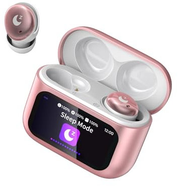 VEKJ Bluetooth Kopfhörer, Mini Schlafkopfhörer Bluetooth 5.4 mit Touchscreen, 2025 Neue in Ear Kopfhörer Kabellos mit ENC Noise Cancelling, IP7 Ohrhörer mit 48H Immersiver Deep Bass Ohrhörer, Rosa