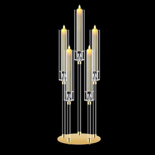 5 Arm Candle Holder, MSDADA 68cm Tall Candelabra Centerpieces for Tables Candlesticks Holder for Housewarming Gift Fireplace Halloween Christmas Decor Fit 0.82'' LED Candle
