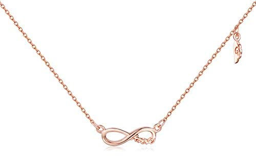 Unendlich U Fashion Unendlichkeit Symbol Forever Flügel Damen Halskette 925 Sterling Silber Anhänger Verstellbare Kette, Rosegold