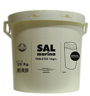 Sal Descalcificador de resina en Tabletas 10 gr. Bote apilable con asa y hermético 20 Kg.