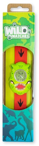 Children's T Rex Watch by Wild Watches. Silicone Snap-on wrap around strap