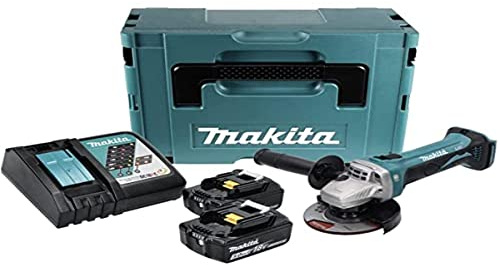 Makita DGA 452 RTJ Smerigliatrice angolare a batteria 18 V 115 mm + 2 batterie 5,0 Ah + caricatore + Makpac