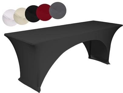 TexDeko® Stretch Biertischhussen für Bierzeltgarnitur strapazierfähig (nur Biertisch) 220 x 70cm Anthrazit Festzeltgarnitur | verstärkte Beintaschen ÖKO-TEX Zertifiziert bügelfrei waschbar