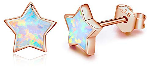 CUOKA MIRACLE Ohrringe Rose Gold 925 Silber Stern Schmuck mit Rhodium oder Ohrringe für Frauen Damen Mädchen Kinder