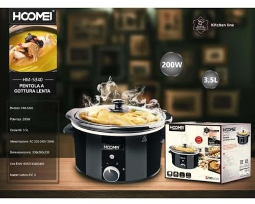 OISE ART STORE Trade Shop - Pentola Elettrica Ovale Cottura Lenta 3,5lt Acciaio Ceramica Antiaderente 200w