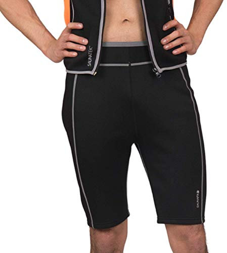 SaunaTek Men's Neoprene Sauna Sweat Suit Shorts for Weight Loss and Body Shaping, L