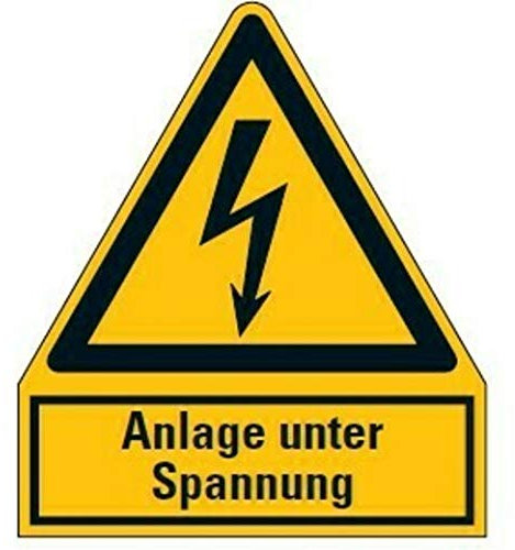 Aufkleber Warnaufkleber Anlage unter Spannung Warnung Warnschild ISO 7010 | 210x245mm signalgelb made by MBS-SIGNS in Germany