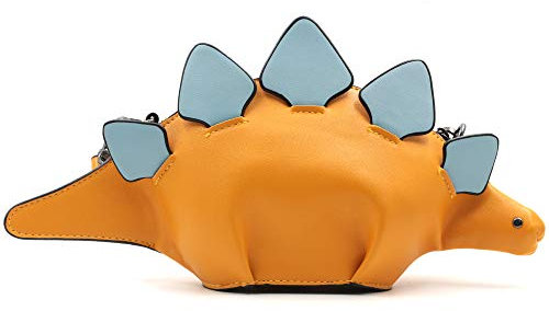 QiMing Dinosaurier-Umhängetasche, PU-Stegosaurus-Umhängetasche für Mädchen und Frauen