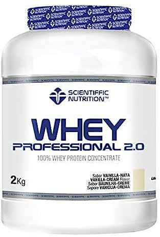 Scientiffic Nutrition - Whey Professional 2.0 Proteinas Whey en Polvo 100% Pura, para Aumentar la Masa Muscular, con Enzimas Digestivas y Lactasa - 2kg, Sabor Vainilla.