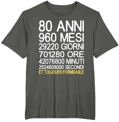 80 Anni Di Compleanno Uomo Donna Idee Regalo Divertente Maglietta