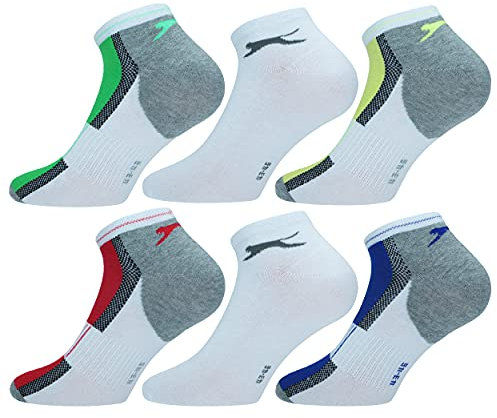 Slazenger 6 Paar Knöchellange Sneakersocken - Jede Verwendung - Verstärkte Fersenzehen - Baumwolle - Herren (Mehrfarbig Weiß, 43-46)