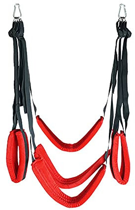LLTFFFHM Liebesschaukel Sexschaukel für die Decke, Paar Spaß Schaukel, Love Swing Sexschaukel Liebesschaukeln SM Bondageset Sexspielzeug Fünf Gurte mit Kopfstütze schwingen,Black red