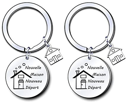 LUODAN 2 pièces Porte-clés pour Nouvelle Maison, Nouvelle Maison Nouvelles Aventures Cadeau deDécoration Bijoux Porte-clés pour Nouveau Propriétaire Épouse Mari Amoureux (2)