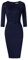KOJOOIN Damen Etuikleid Business Bodycon Knielang Kleider Langarm Vintage Cocktailkleid mit Gürtel Blau Dunkelblau L