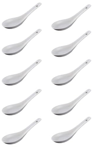 10 Pièces Cuillère en Céramique, Cuillères à Café en Porcelaine Blanche, Cuillère à Moka Cuillère à Trempette, Convient pour la Cuisine et la Salle à Manger (Blanc)