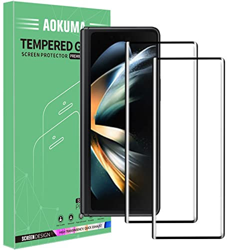 AOKUMA 3D Protector de Pantalla para Samsung Galaxy Z Fold 4, [2 Unidades] 3D Cristal Templado para Samsung Galaxy Z Fold 4 Fácil Instalación, Sin Burbujas, Alta Definicion, 9H Dureza, Anti-Arañazos