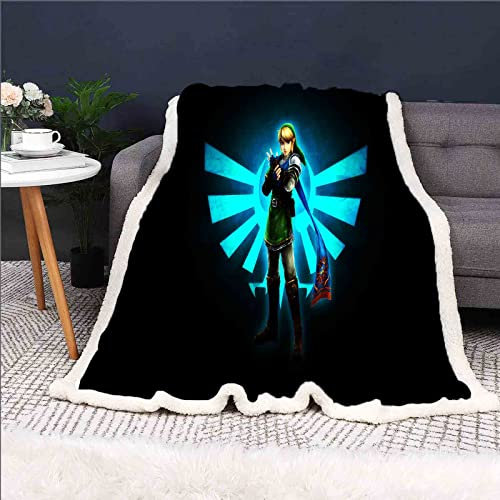 QROXY Zelda Decke,fleecedecken, Kuscheldecke Dünne Decken Für Sofa,ultraweich Und Warm - Mikrofaser 3D-Druck,für Erwachsene Und Kinder (9,150x200cm)
