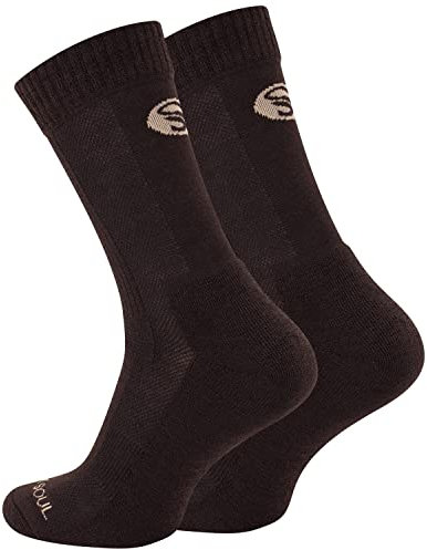 STARK SOUL 1 Paar Merino Socken, Damen & Herren Trekkingsocken aus Merinowolle, Funktionssocken, braun, Gr. 43-46