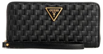 GUESS Damen Lisbet Große Geldbörse mit Reißverschluss, Clutch, Schwarz