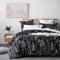 Lanqinglv Bettwäsche 200x220cm Schwarz Weiß Blätter Blumen Muster Pflanzen Wende Bettwäsche Set Microfaser Renforce Bettbezug mit Reißverschluss und 2 Kissenbezug 80x80 cm