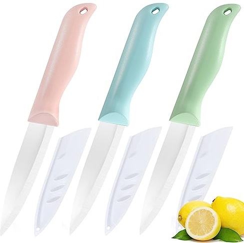 shoplease Set di coltelli in ceramica di 3 pezzi, coltello da frutta da 4 pollici è adatto per la maggior parte delle verdure, frutta e carne