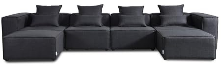 Home Deluxe - Sofa Verona - Anthrazit, Größe: XXL - ca. 414 x 70 x 207 cm, Sitzhöhe: 46 cm, Sitztiefe: 80 cm, inkl. Kissen I Modulares Sofa Modulsofa Ecksofa Wohnlandschaft