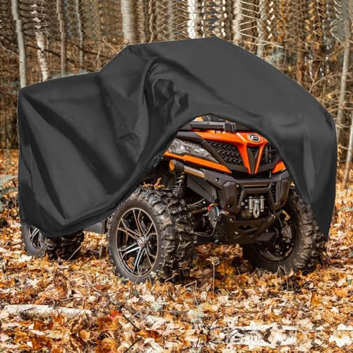 QYMOTO ATV Abdeckung, groß, Quad Bike Storage Cover Heavy Duty 420D, Outdoor Wasserdicht Winddicht für CFMOTO Cforce, Polaris Sportsman, Honda, Yamaha Grizzly, Hisun, Größe 231,1 cm L x 124,5 cm B x