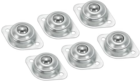 PATIKIL Rollen Kugeltransfer Lager 1/2 6 Pack Laden 15lbs Flansch Montiert Karbonstahl Drehbare Lenkrolle für Förderanlagen Rollenstand Übertragung