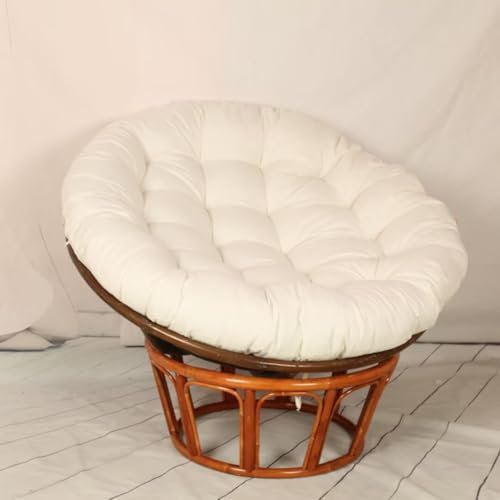 Bettschlange Hängesessel Kissen,Papasansessel Kissen,Lesesessel Rund, Gartensessel Sitzkissen,Papasan Hängesessel Kissen(Stühle Nicht Enthalten),Weiß,120x120cm