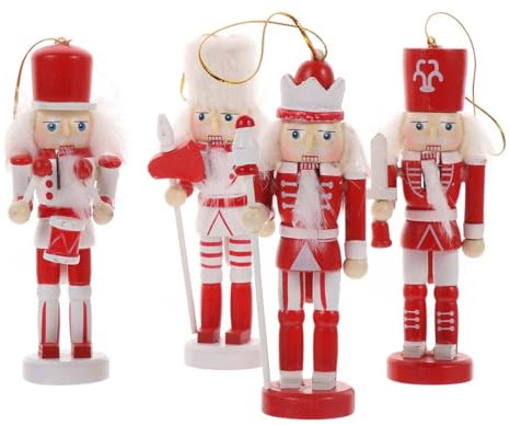DIKACA 4 Pz Burattini Schiaccianoci figure natalizie in legno figure di schiaccianoci di natale arredamento Home decor decorazioni natalizie decorazione della scrivania domestico pendente