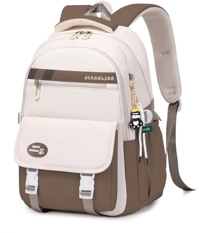 IvyH Mochila Escolar Niña Adolescentes 10-18 años Mochila Colegio Niña Casual Impermeable Ligera Gran Capacidad Bolsas Escolares para la Escuela, los Viajes o el Uso Diario, Marrón
