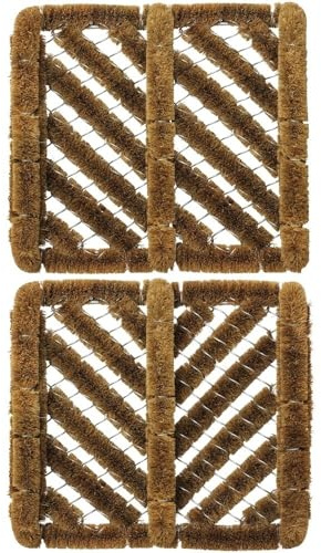 Tuff Scrap Boston Coir & Wire Boot Scraper Outdoor Door Mat Front Doormat Heavy Duty Scraper Mats Non Slip Carpet Brush Indoor Outdoor Rugs Removes Grass Mud & Dirt 30×35cm (2, Both Design)