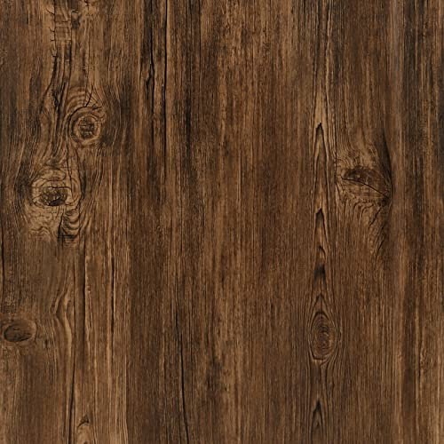 CRE8TIVE Wood Effect Vinyl Self Adhesive Wallpaper 60cm x 300cm Dark Brown Wood Wallpaper Vinyl Wrap Textured Wood Effect Worktop Vinyl Covering Furniture Stickers Wallpaper for Kitchen Countertop