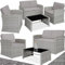tectake® Lounge Gartenmöbel Set Poly Rattan für den Garten, Möbel für den Balkon, 12-teilige Garten Lounge (wetterfest), Essgruppe mit Outdoor Sofa, Sessel und Tisch für 4 Personen (Grau Meliert/Grau)