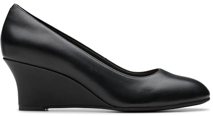 Clarks Collection Women's Olivette Pearl Pump, Black Leather, 8 Medium US