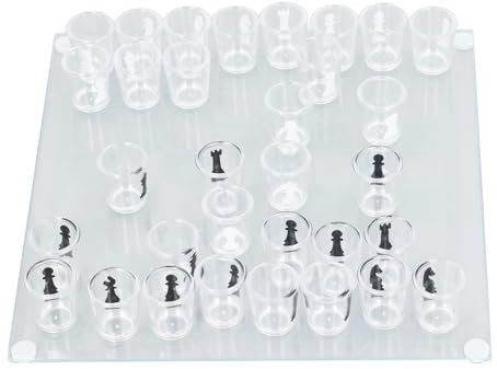 HOHXFYP Small Shot Glass Chess Game, 8.9 Inch Board for Drinking, Shot Glass Chess Game, Chess Drinking Game for Parties, College and Family Evenings for Wine Lovers