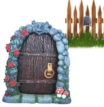 Porte de fée murale miniature - Porte de lutin en bois pour maison de fée - Porte de fée en bois pour le jardin, maison de fée - Accessoire pour maison fariy intérieur et extérieur