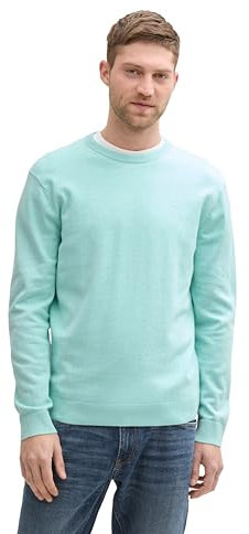 TOM TAILOR Herren 1039810 Strickpullover mit Crewneck, 22232-Soft Mint Green Melange, Large