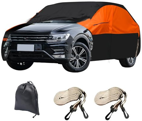 Autoabdeckung, 7 Schichten wasserdichte Vollgarage für VW Tiguan 2016-2024, Outdoor Allwetter Winddicht Schneesicher UV Staubschutz Autoabdeckung mit Reißverschluss (Fit für VW Tiguan 2007-2014)