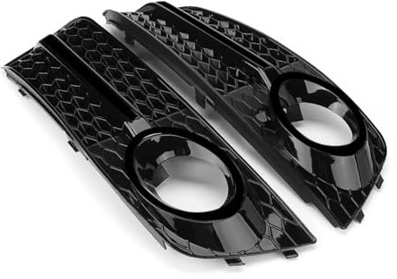 Glänzend schwarz Auto Front Nebelscheinwerfer Kühlergrill Grill Abdeckung Schutz Kompatibel for Audi A4 B8 2009-2011 Standard Stoßstange Nebel Lampe Kühlergrill Grill Abdeckung