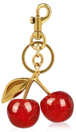 KOLZEMV Porte-clés Cerise Accessoire Fashion pour Sac et Voiture, porte clef,porte clé personnalisé, Personnalisé, accessoire tendance pour sac ou clé, Cadeau Exquis pour Femmes et Amoureuses de Mode