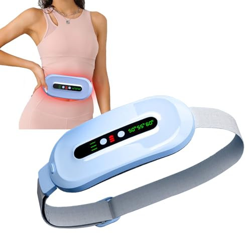 Portable Cordless Heating Pad for Period Cramps,Fast Heating Pad with 3 Heat Levels and 3 Massage Modes,Back Pain Relief Menstrual Belt for Women and Girl (Blue)