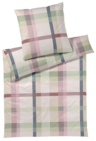 elegante Mako Jersey Bettwäsche Carree Pastell 1 Bettbezug 135 x 200 cm + 1 Kissenbezug 80 x 80 cm