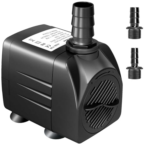 GROWNEER Submersible Water Pump 12W 1000L/H Ultra Quiet Aquarium Pump with 2 Nozzles for Fountains, Fish Tank, Pond, Statuary and Hydroponics